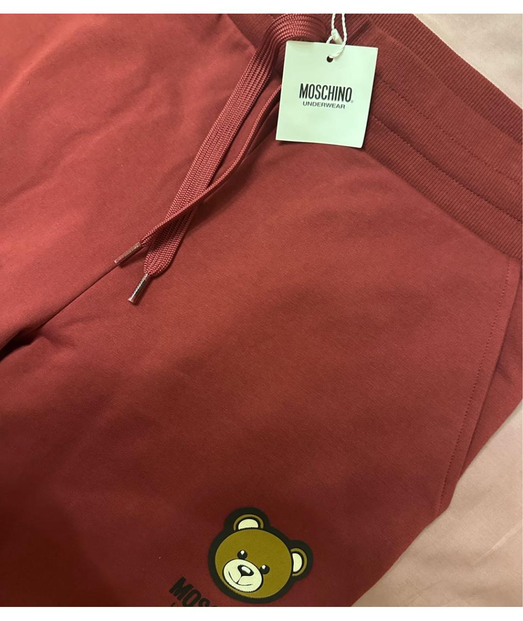 MOSCHINO Бордовые хлопковые повседневные брюки, фото 2