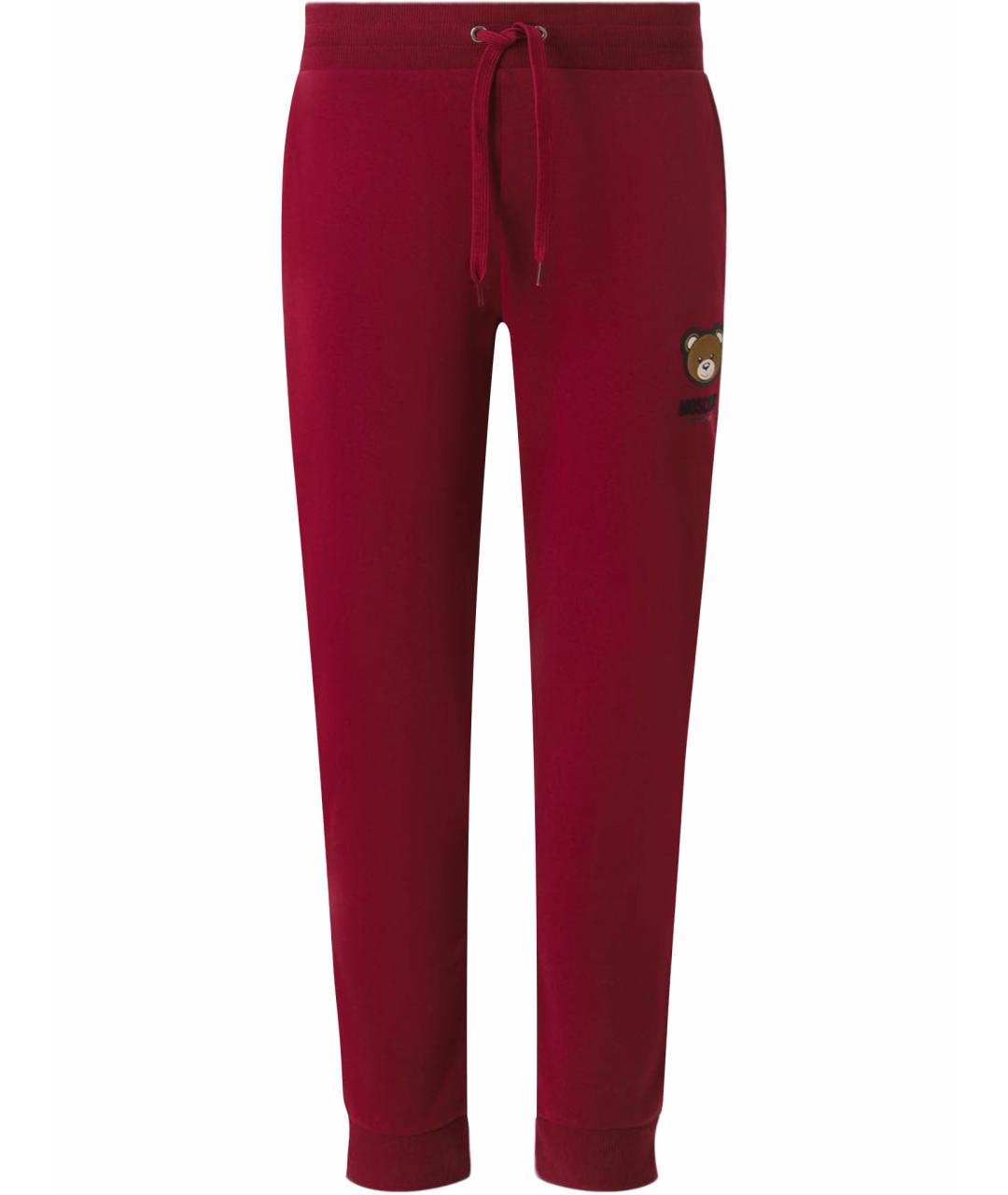 MOSCHINO Бордовые хлопковые повседневные брюки, фото 1