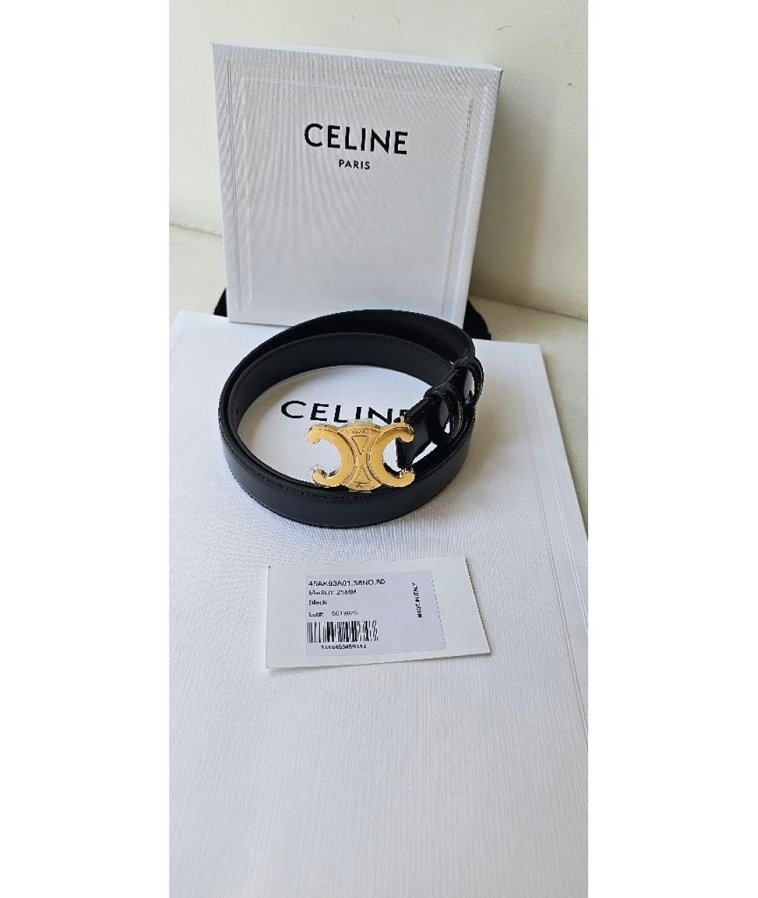 CELINE Черный кожаный ремень, фото 5