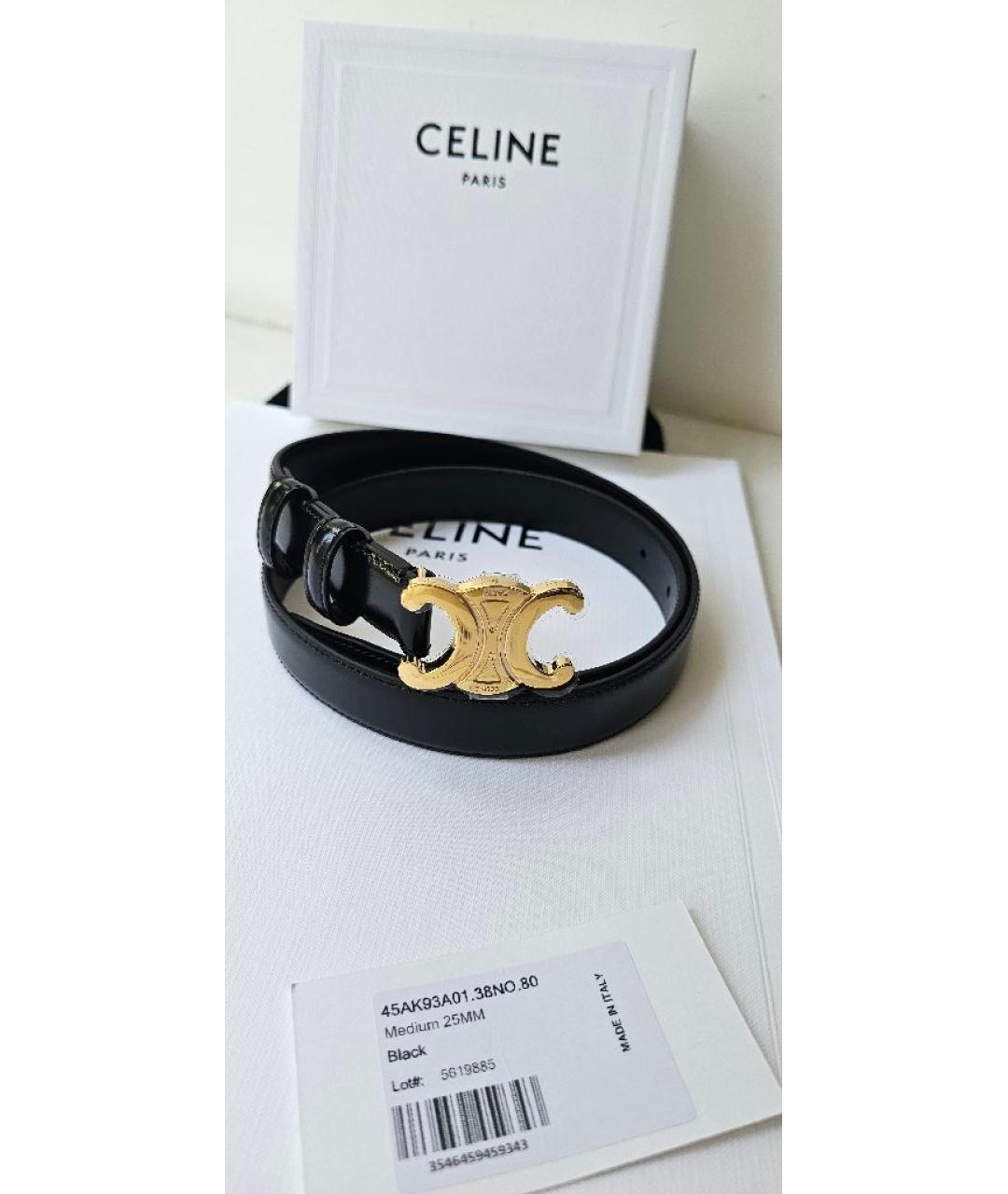 CELINE Черный кожаный ремень, фото 9