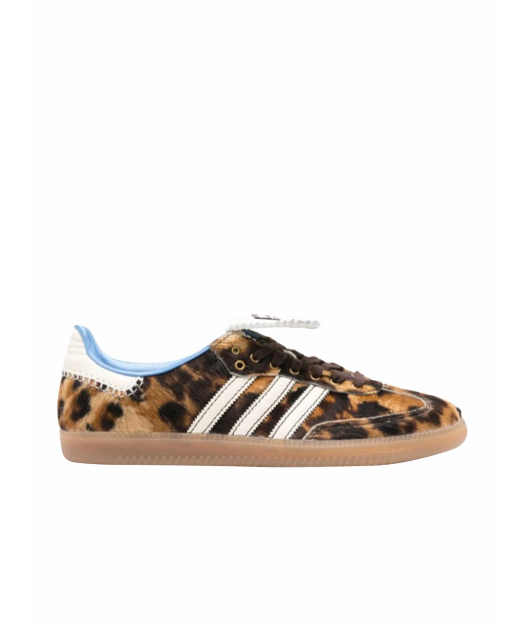 ADIDAS Коричневые кожаные низкие кроссовки / кеды, фото 1