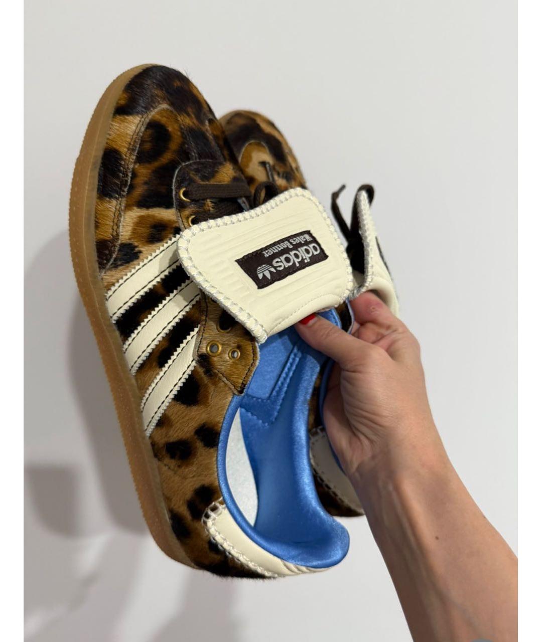 ADIDAS Коричневые кожаные низкие кроссовки / кеды, фото 2