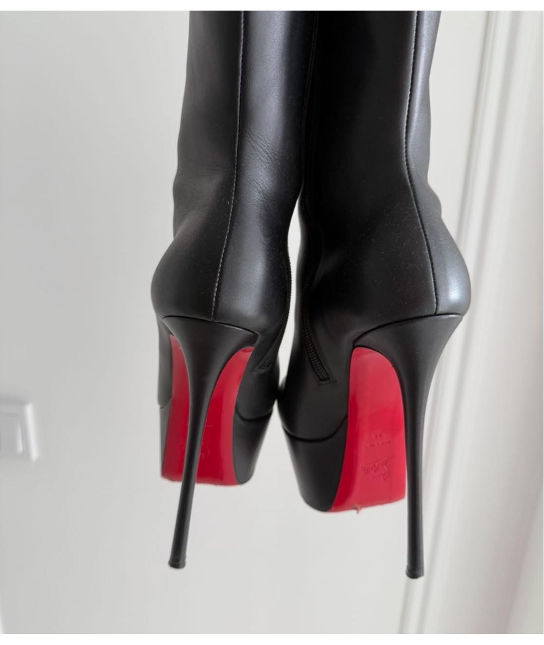 CHRISTIAN LOUBOUTIN Черные кожаные ботильоны, фото 2