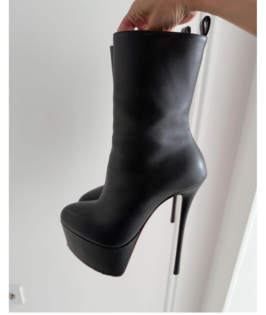 CHRISTIAN LOUBOUTIN Черные кожаные ботильоны, фото 3