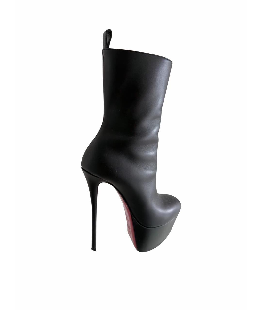 CHRISTIAN LOUBOUTIN Черные кожаные ботильоны, фото 1