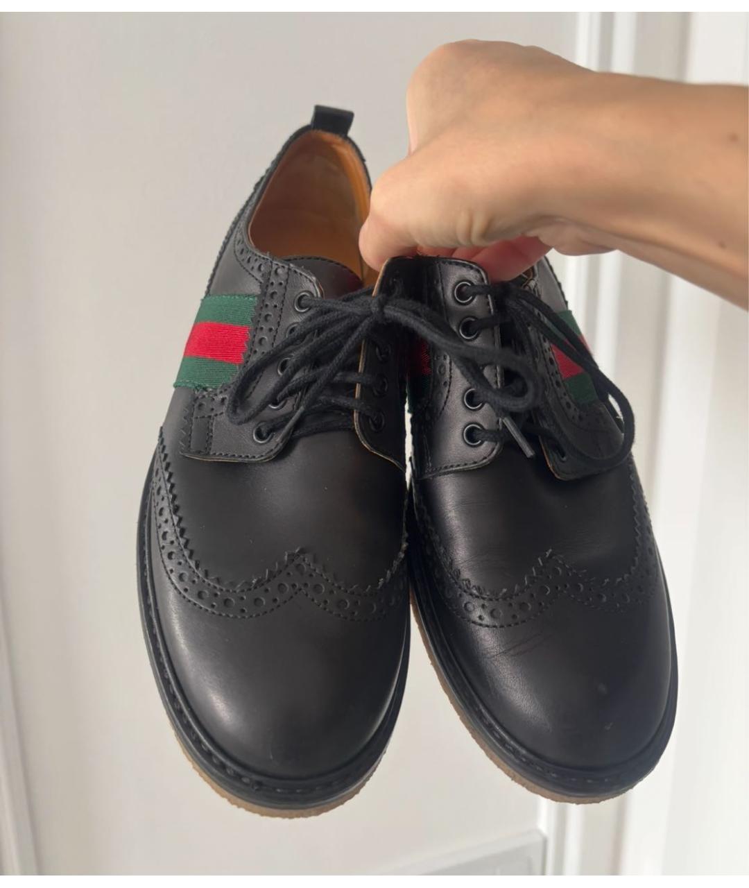 GUCCI Черные кожаные ботинки, фото 2
