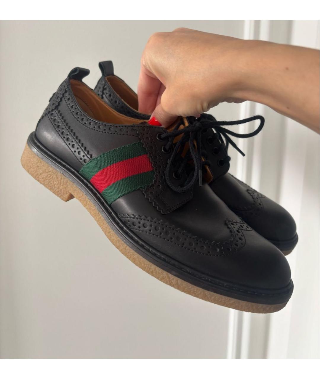 GUCCI Черные кожаные ботинки, фото 5
