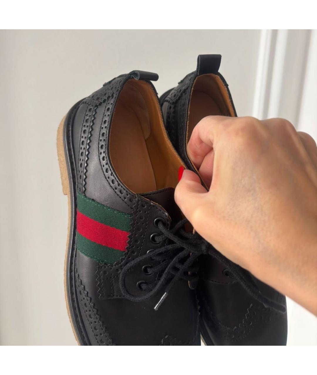 GUCCI Черные кожаные ботинки, фото 3