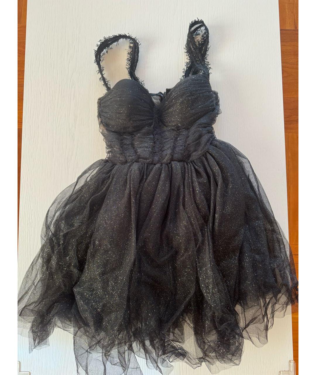 ELISABETTA FRANCHI Черное полиэстеровое коктейльное платье, фото 4
