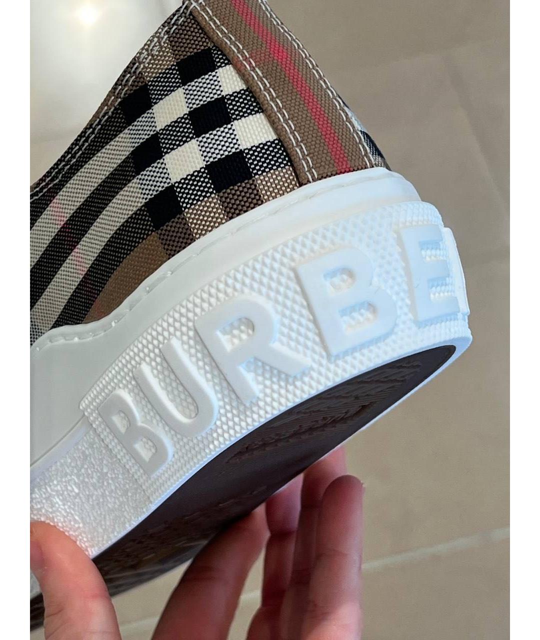 BURBERRY Бежевые текстильные кеды, фото 4