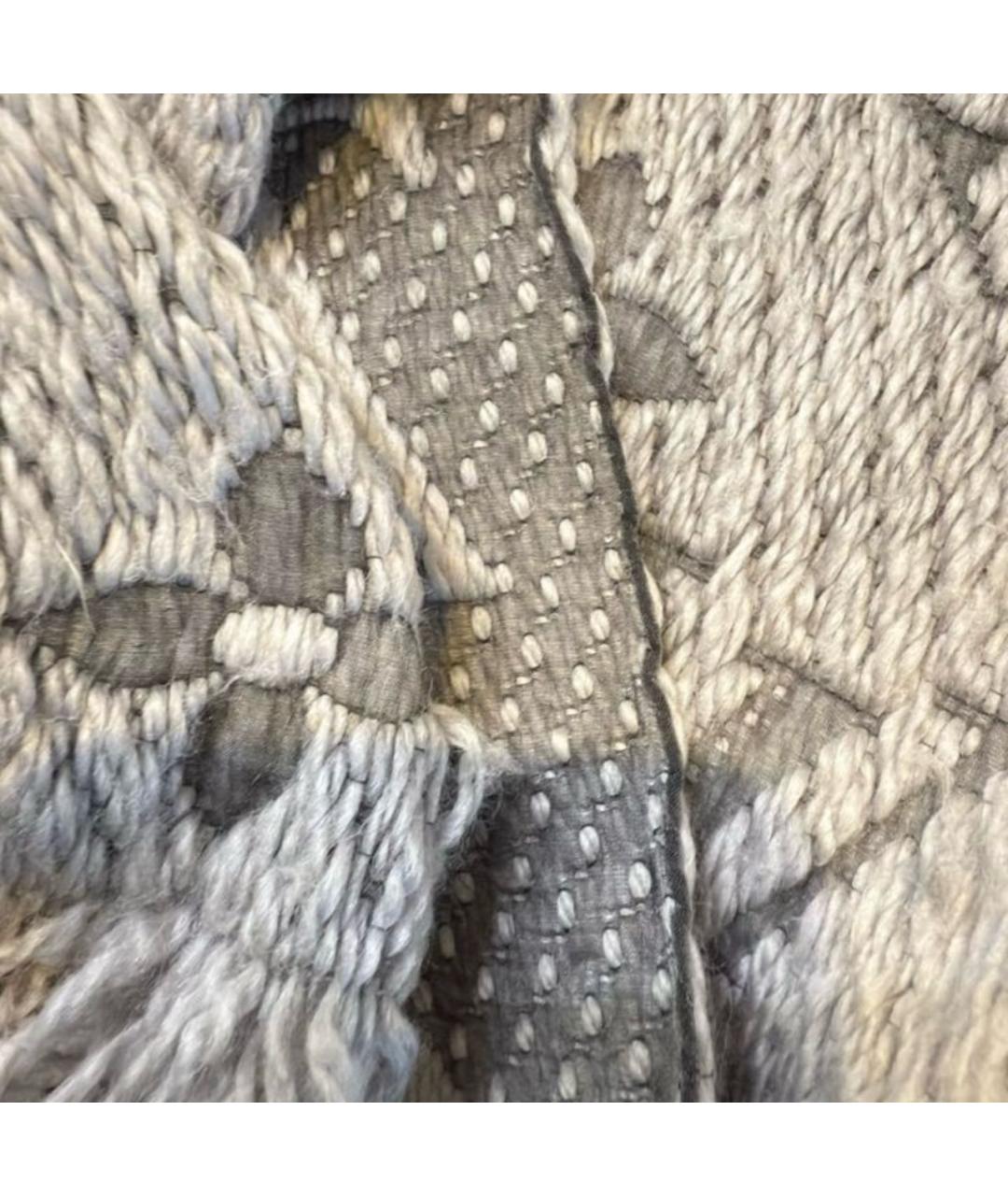 LOUIS VUITTON Серый шерстяной шарф, фото 3