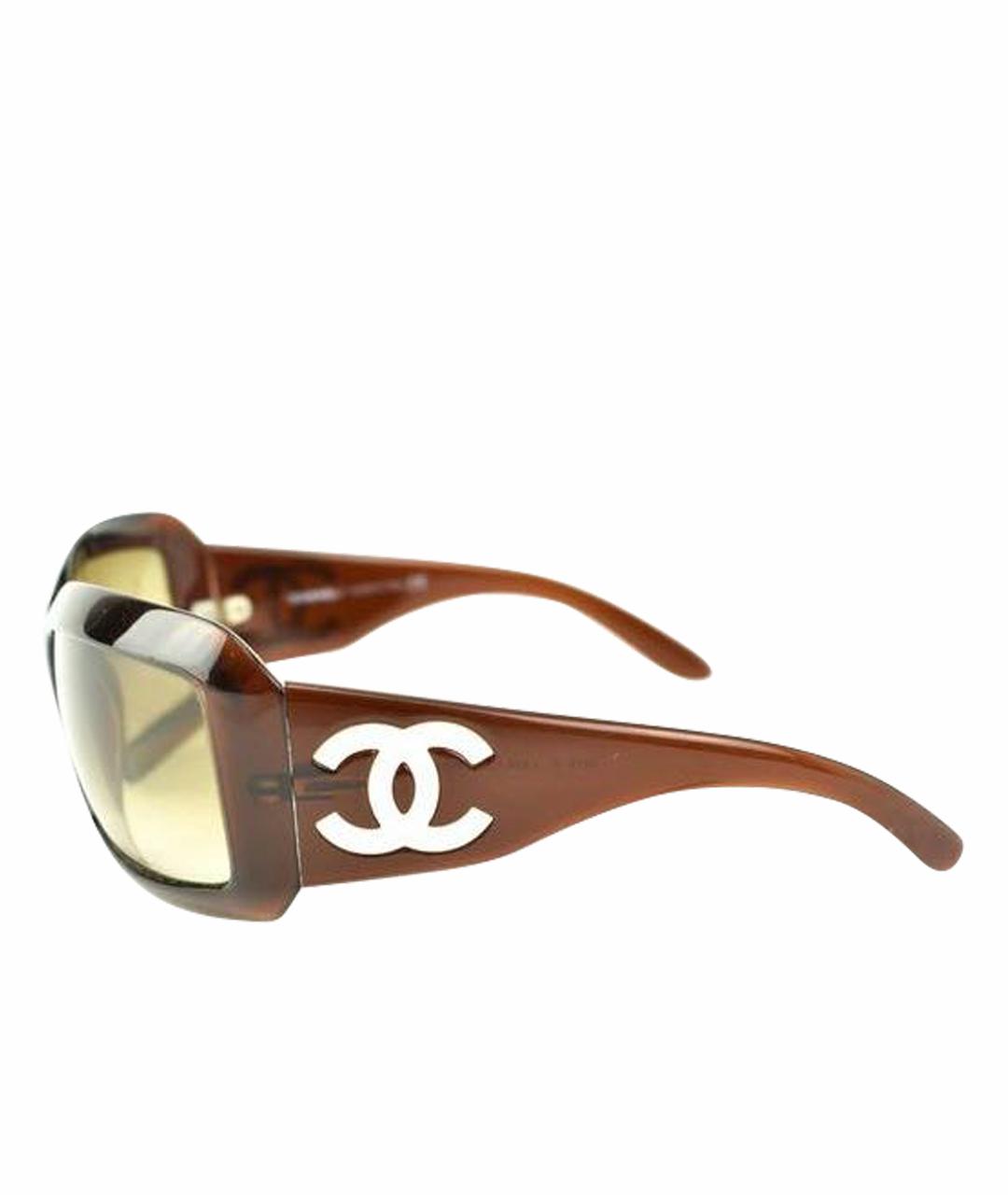 CHANEL Коричневые пластиковые солнцезащитные очки, фото 1