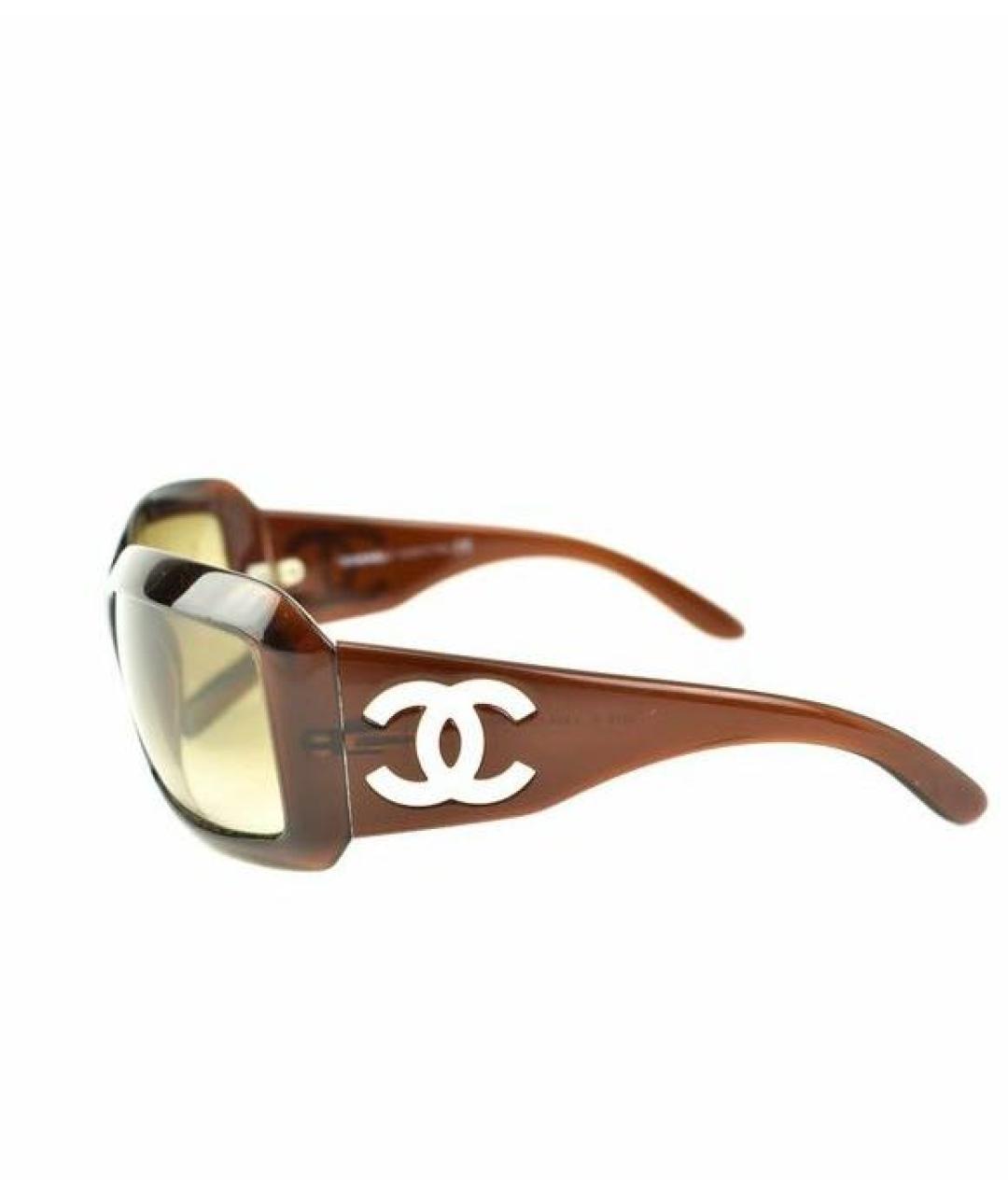 CHANEL Коричневые пластиковые солнцезащитные очки, фото 3