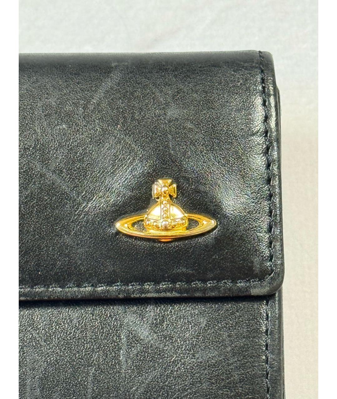 VIVIENNE WESTWOOD Черный кожаный кошелек, фото 2