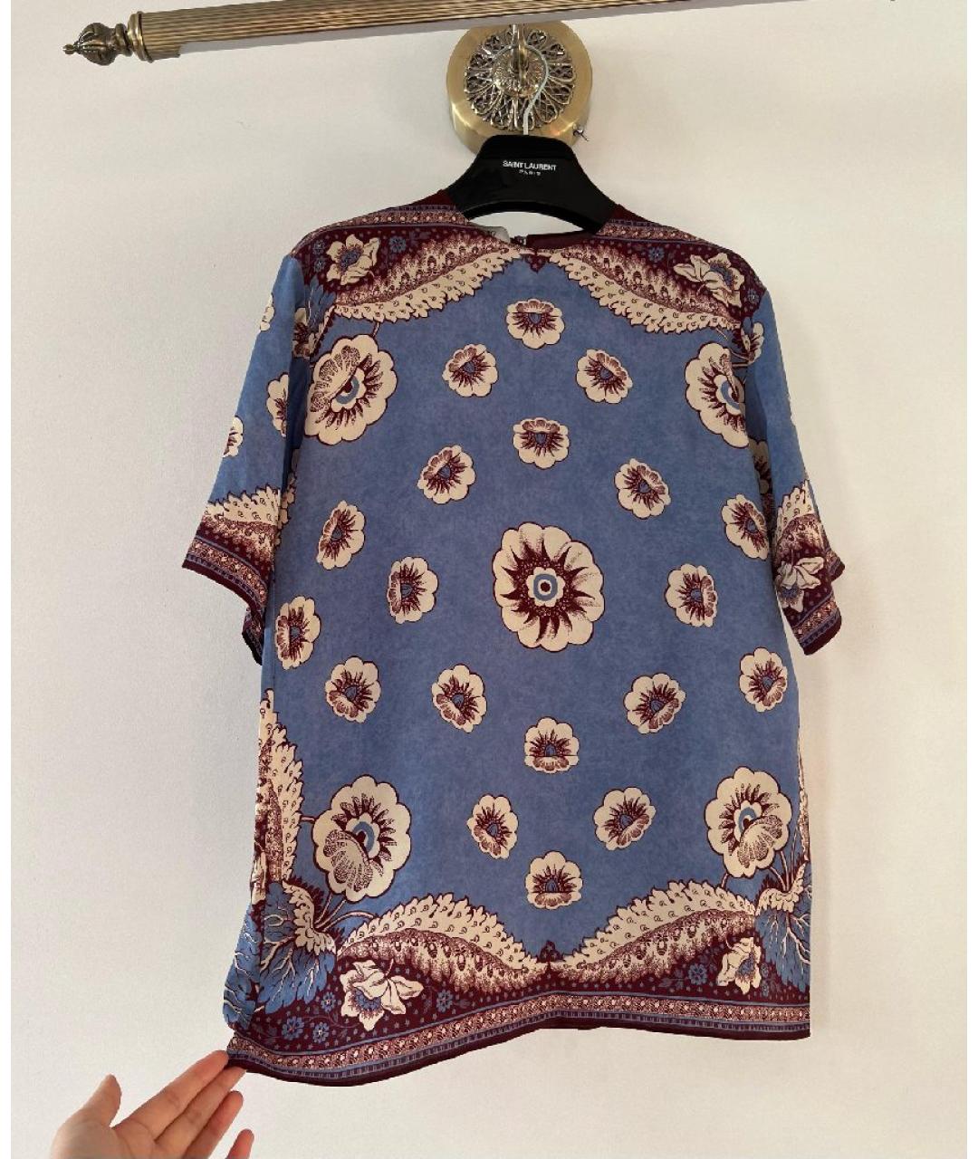 VALENTINO Голубая шелковая футболка, фото 10
