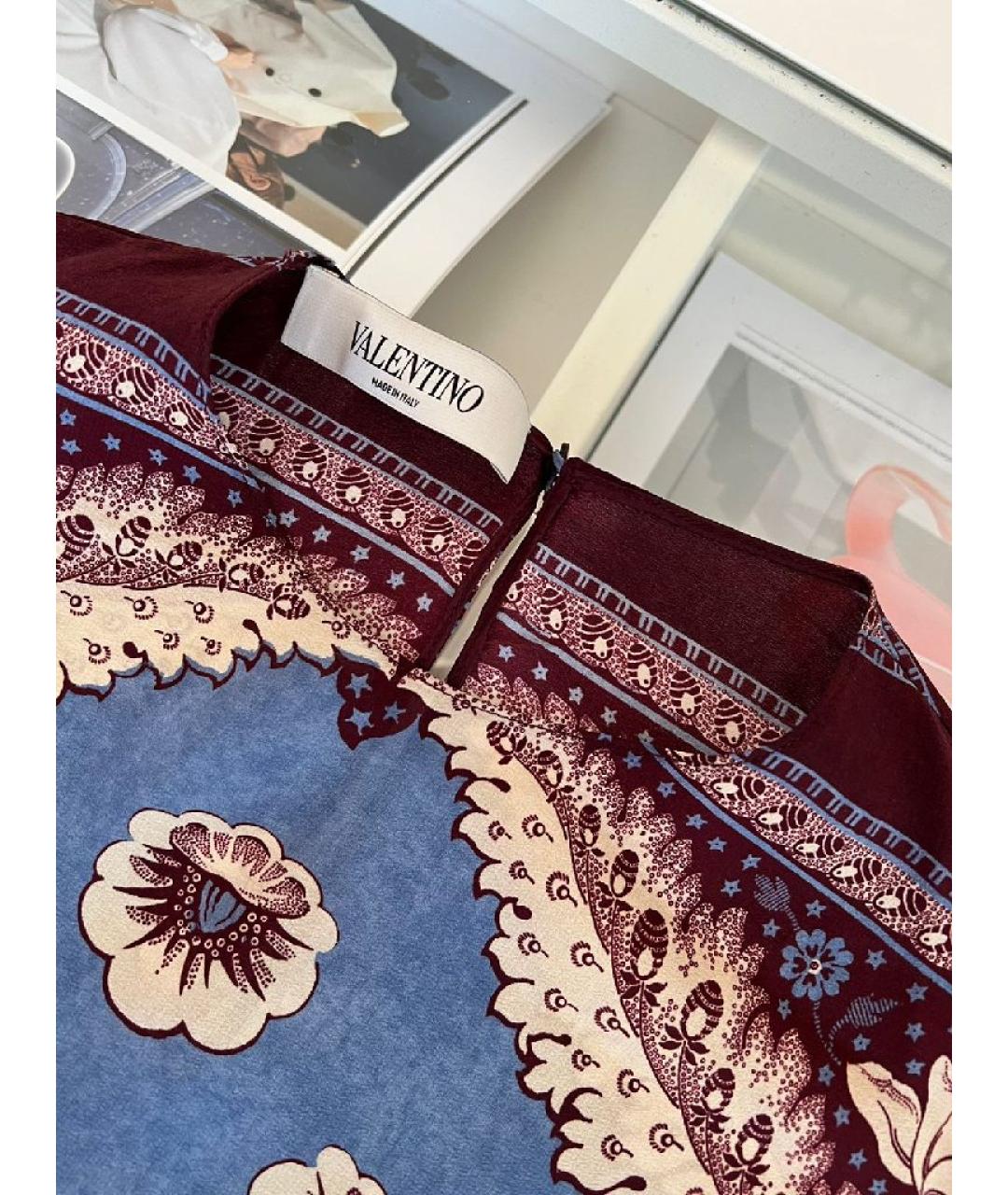 VALENTINO Голубая шелковая футболка, фото 4