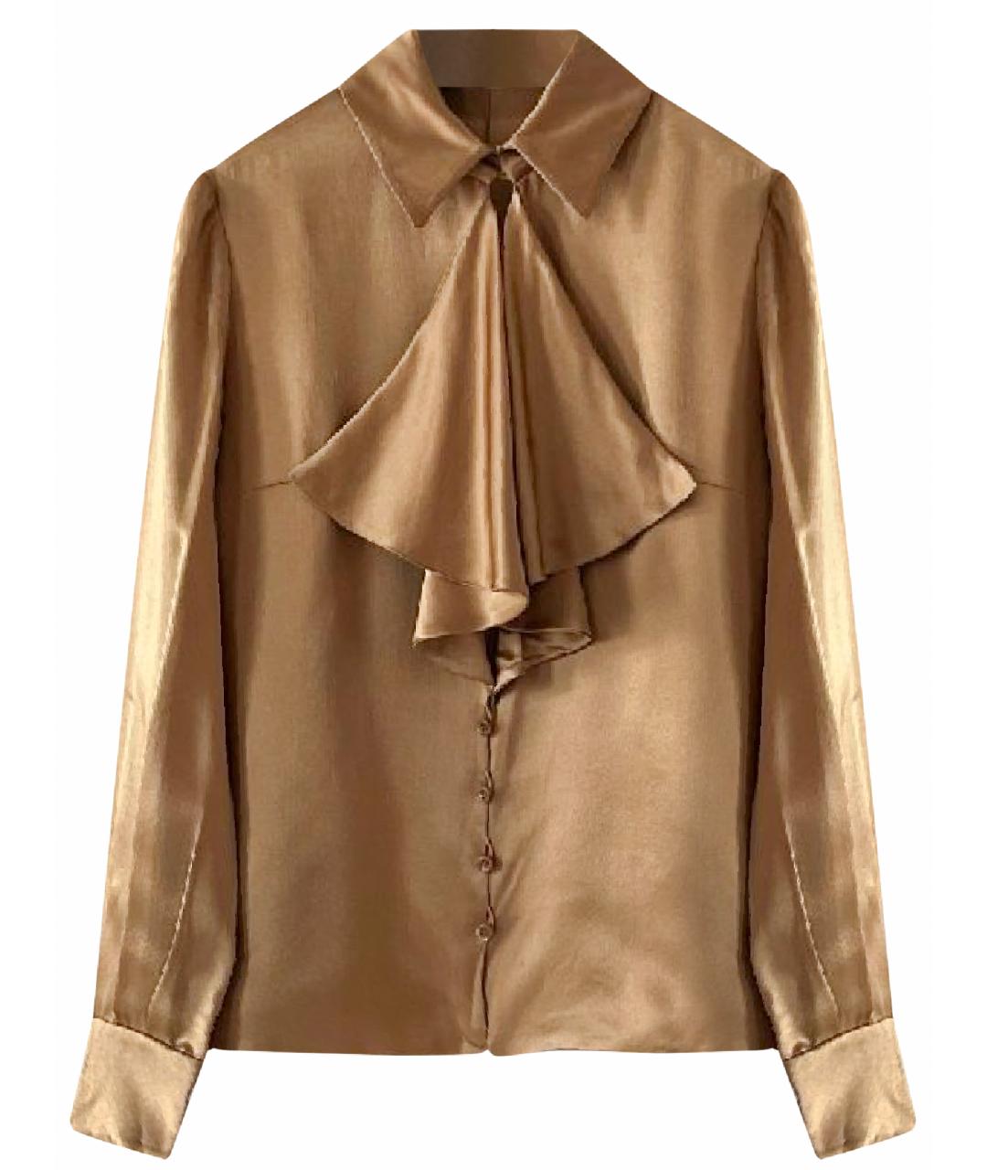 VALENTINO Коричневая шелковая рубашка, фото 1