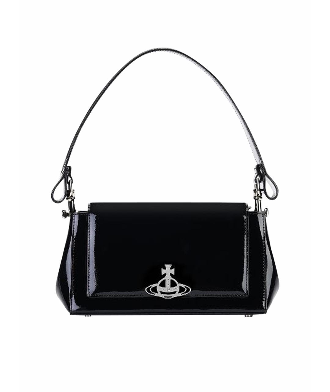 VIVIENNE WESTWOOD Черная сумка с короткими ручками из лакированной кожи, фото 1