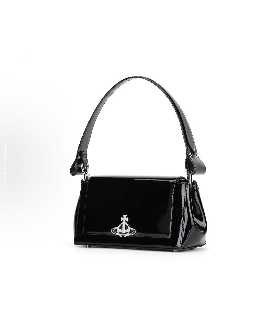 VIVIENNE WESTWOOD Черная сумка с короткими ручками из лакированной кожи, фото 3