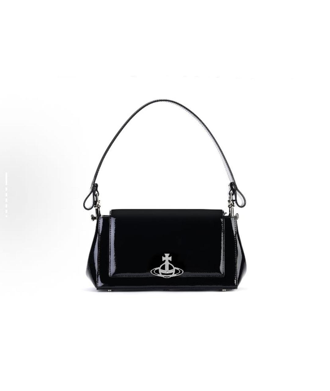 VIVIENNE WESTWOOD Черная сумка с короткими ручками из лакированной кожи, фото 6