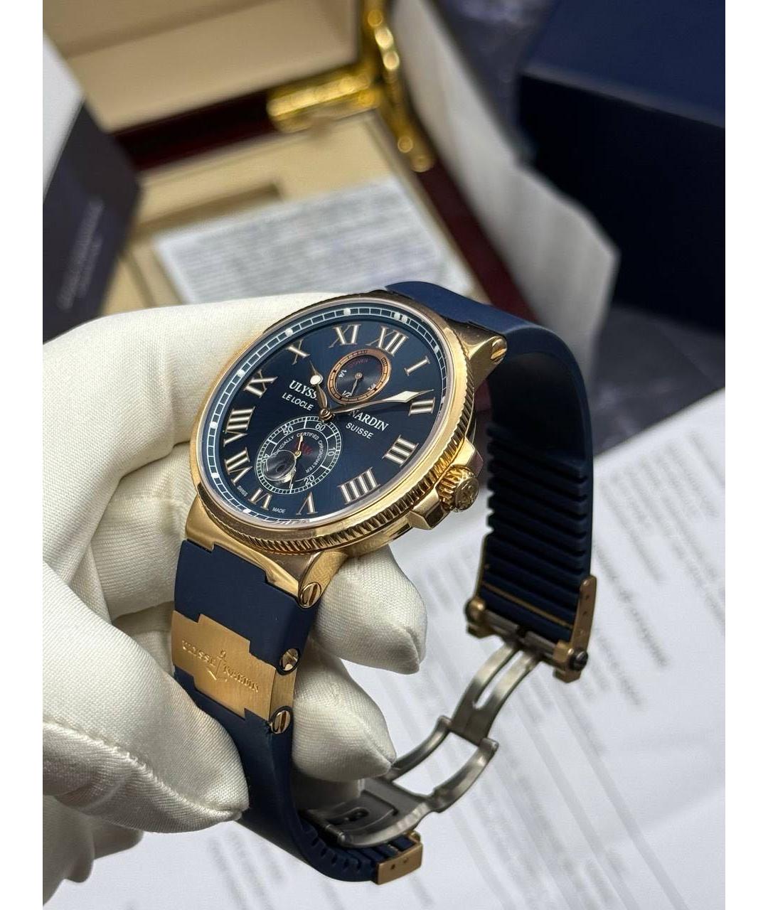 Ulysse Nardin Голубые часы из розового золота, фото 3