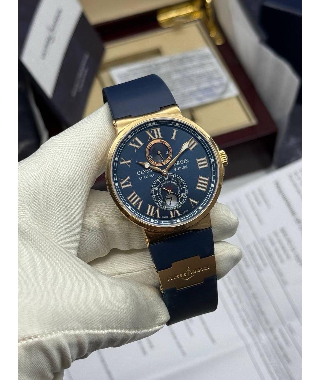 Ulysse Nardin Голубые часы из розового золота, фото 2