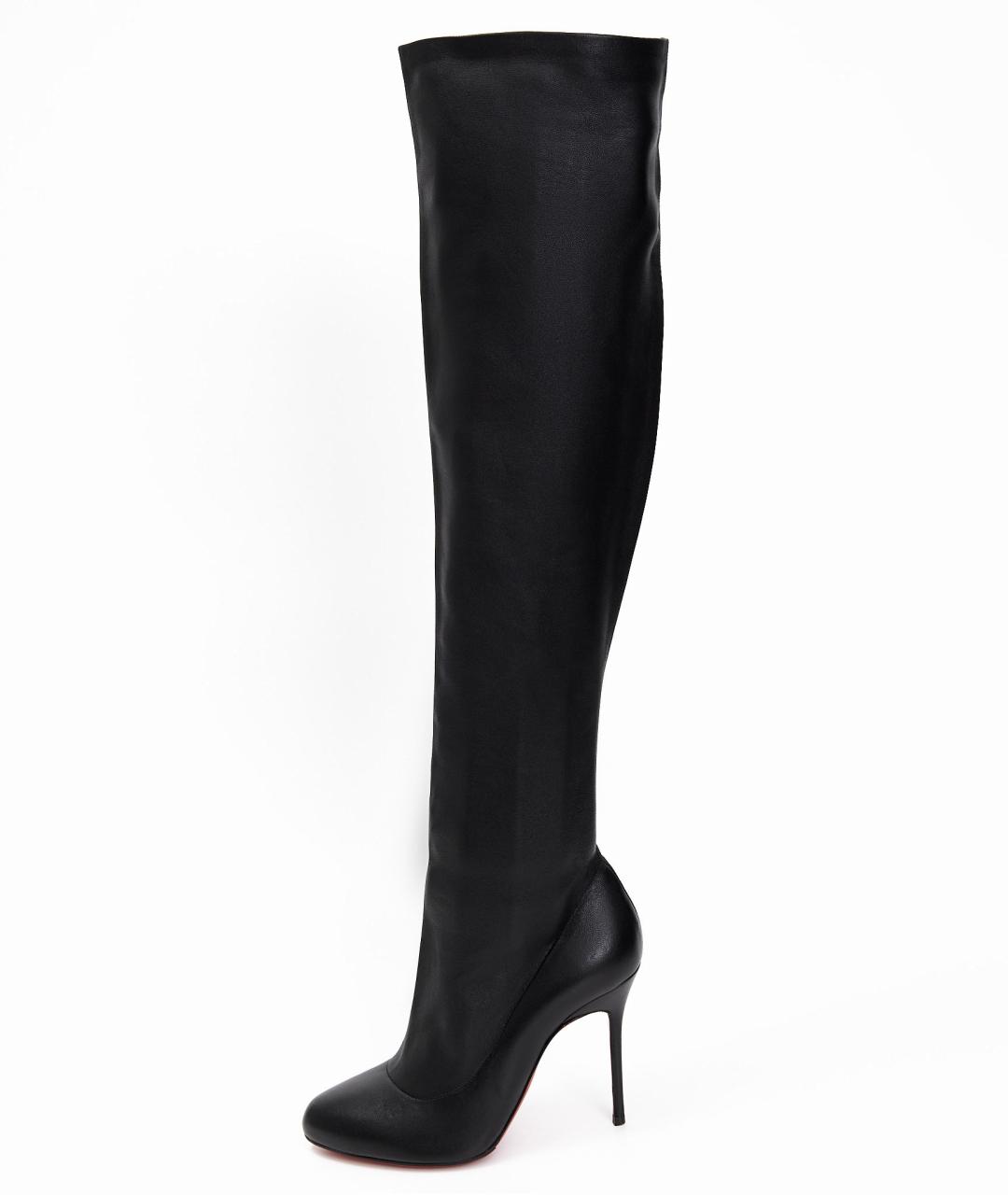 CHRISTIAN LOUBOUTIN Черные кожаные ботфорты, фото 8
