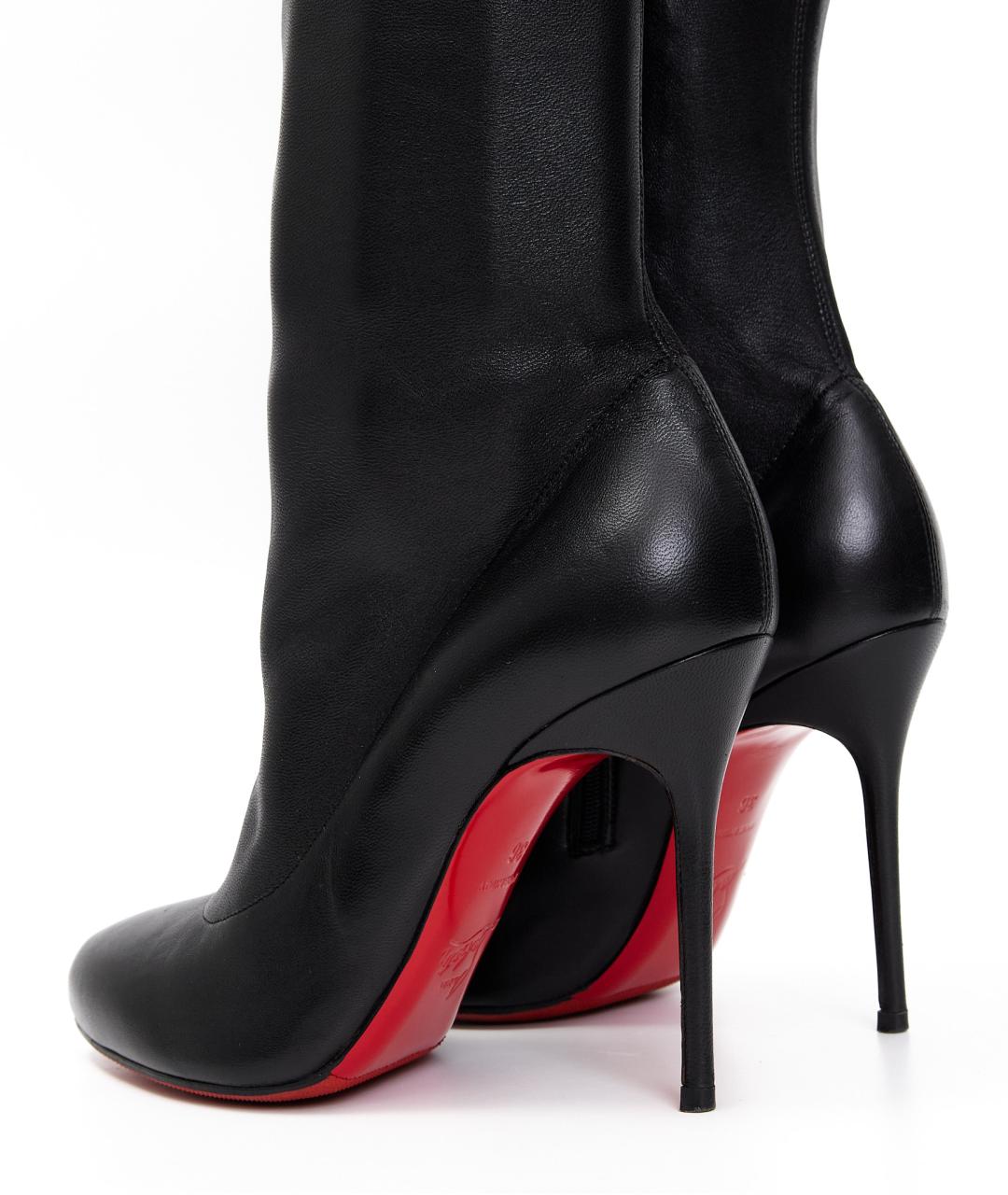 CHRISTIAN LOUBOUTIN Черные кожаные ботфорты, фото 6