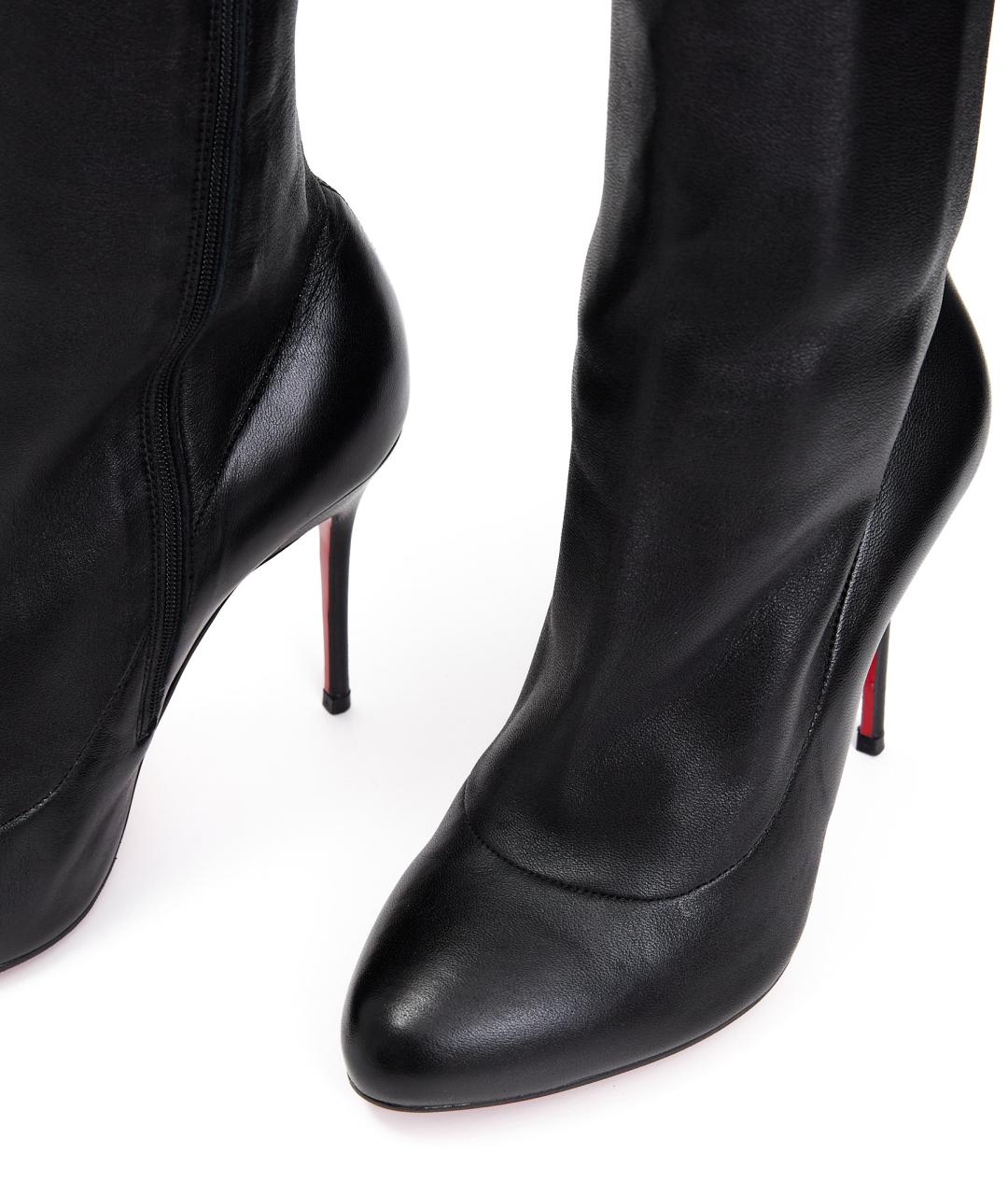 CHRISTIAN LOUBOUTIN Черные кожаные ботфорты, фото 5