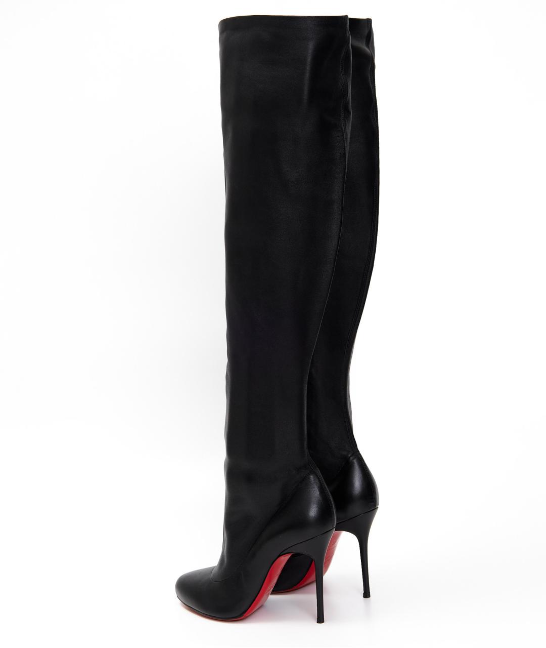 CHRISTIAN LOUBOUTIN Черные кожаные ботфорты, фото 3