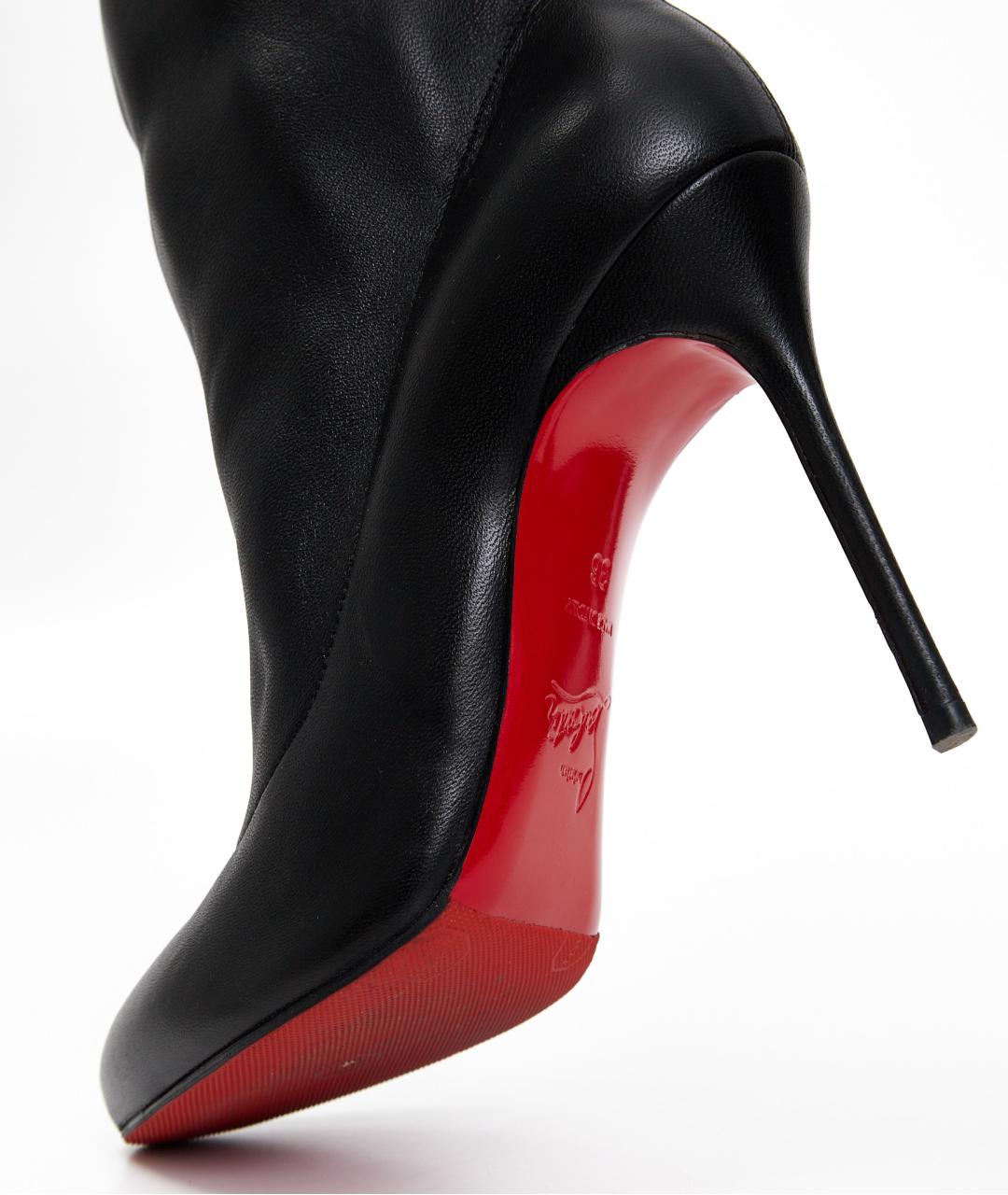 CHRISTIAN LOUBOUTIN Черные кожаные ботфорты, фото 7