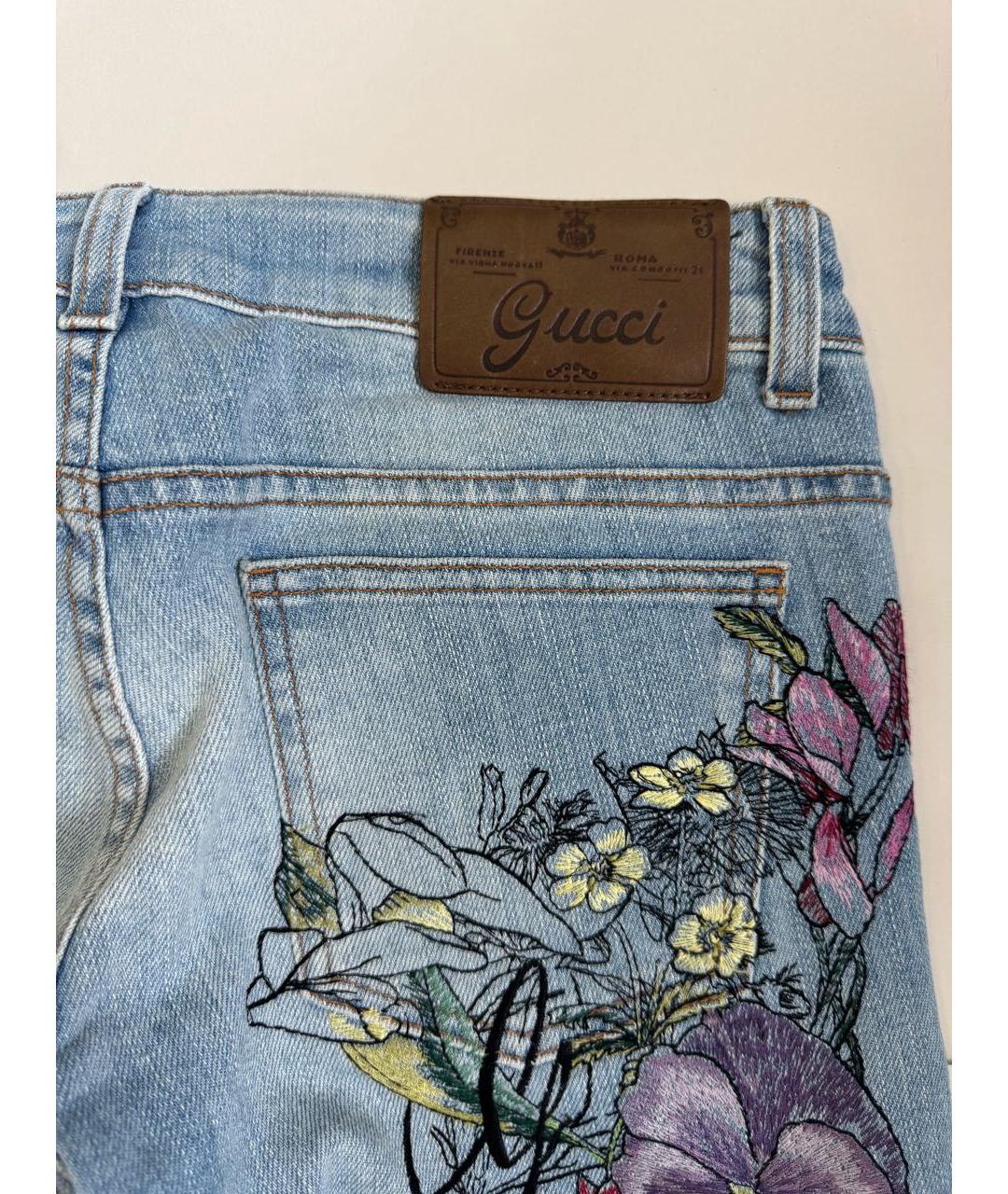 GUCCI Голубые хлопковые джинсы клеш, фото 4