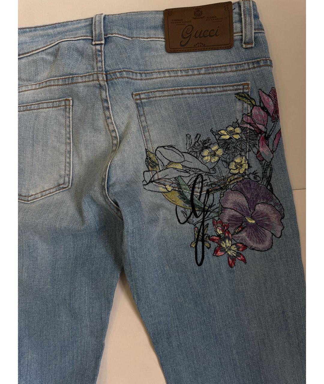 GUCCI Голубые хлопковые джинсы клеш, фото 3