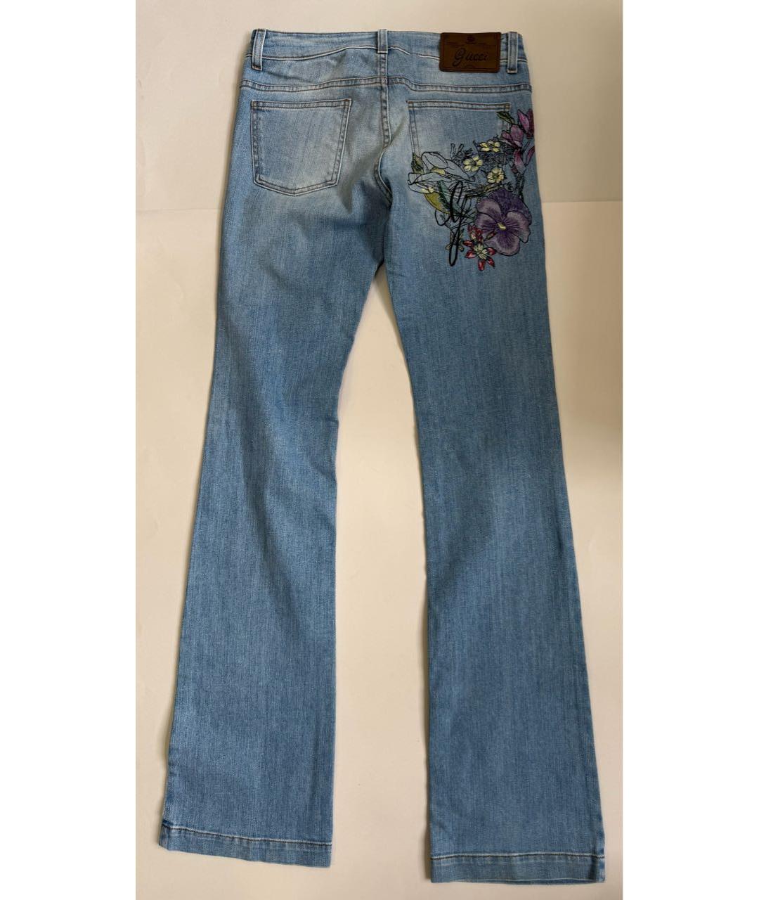 GUCCI Голубые хлопковые джинсы клеш, фото 2