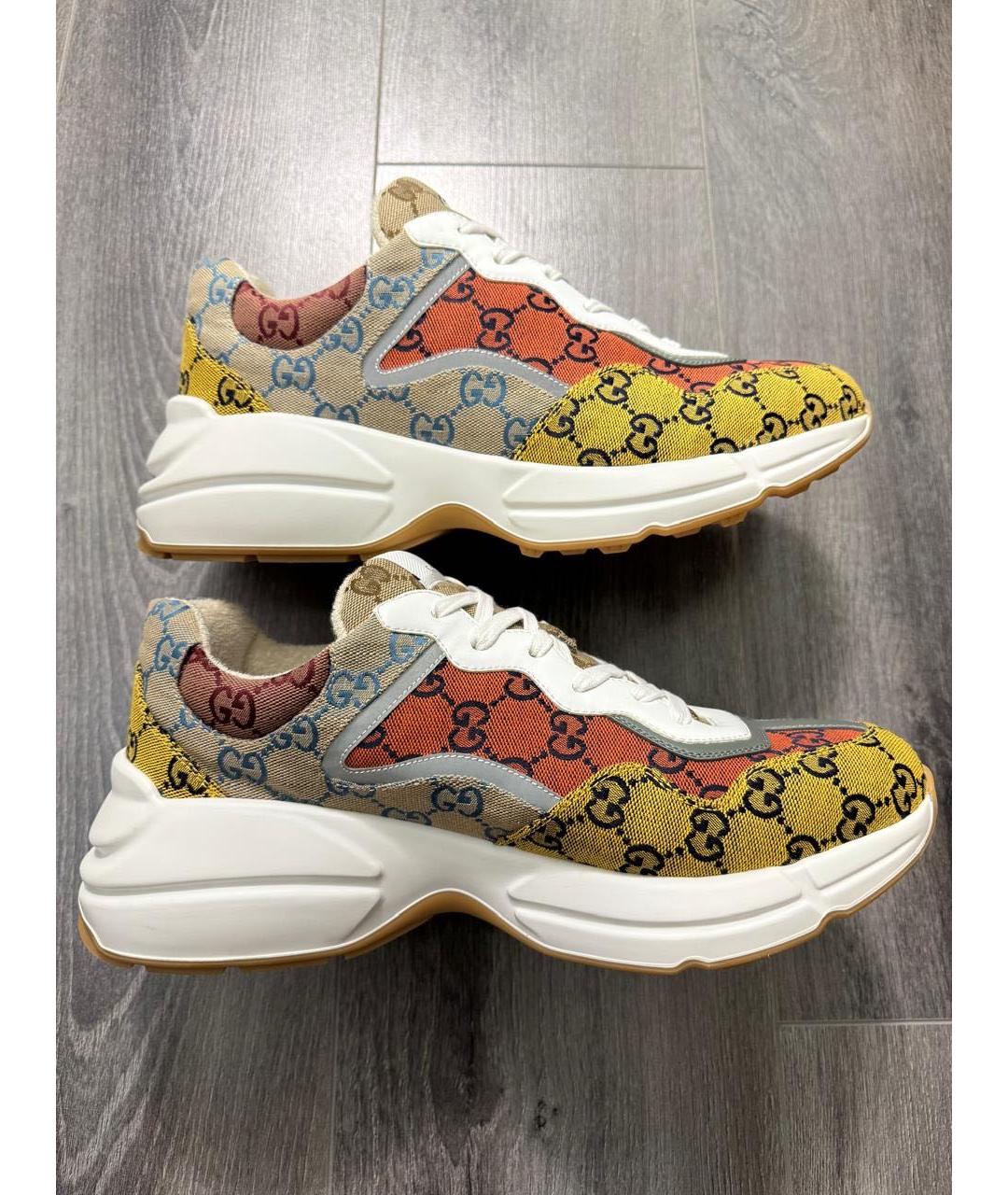 GUCCI Мульти текстильные низкие кроссовки / кеды, фото 8