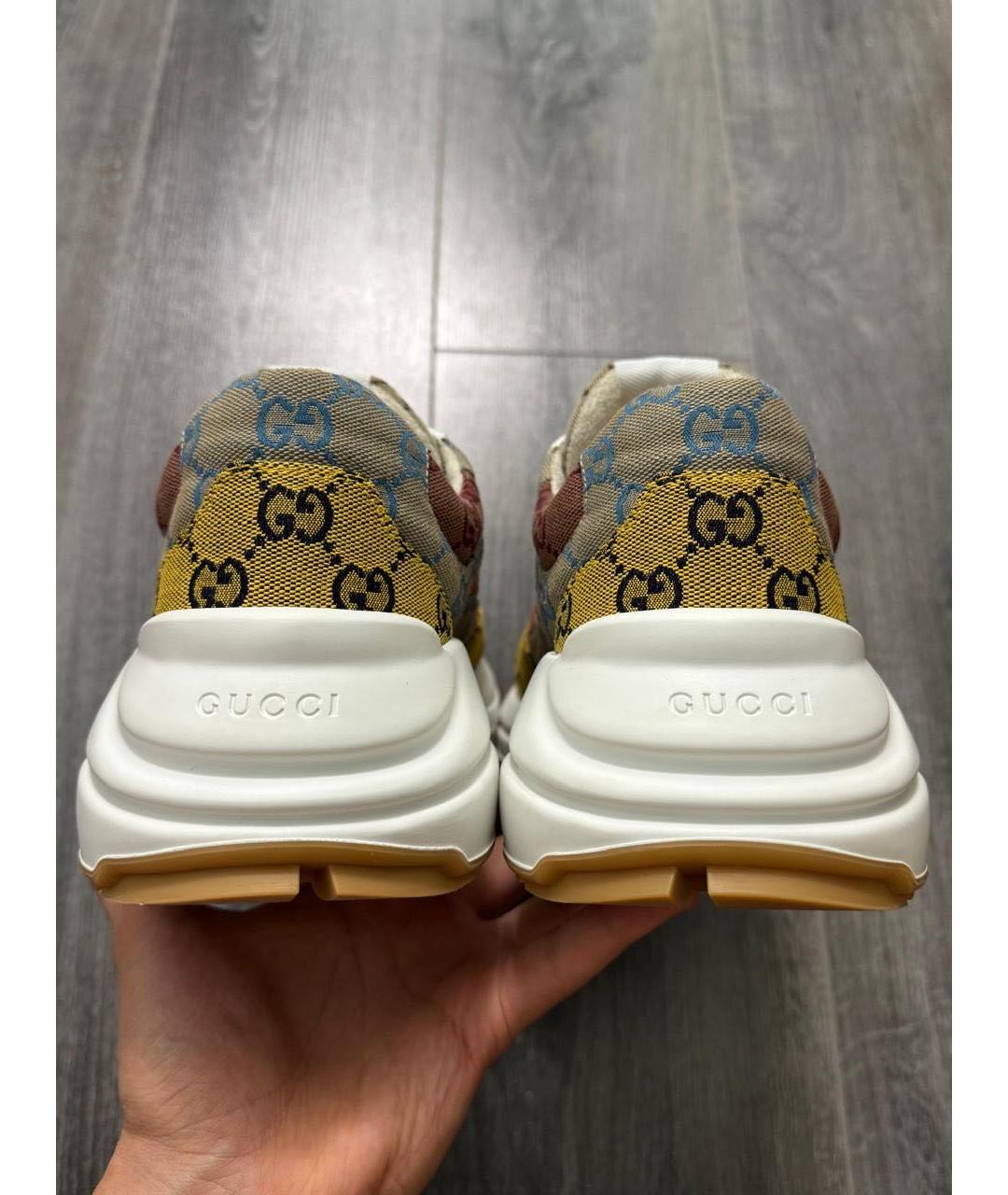 GUCCI Мульти текстильные низкие кроссовки / кеды, фото 4