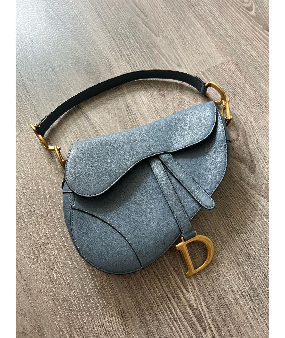 CHRISTIAN DIOR Голубая кожаная сумка с короткими ручками, фото 6
