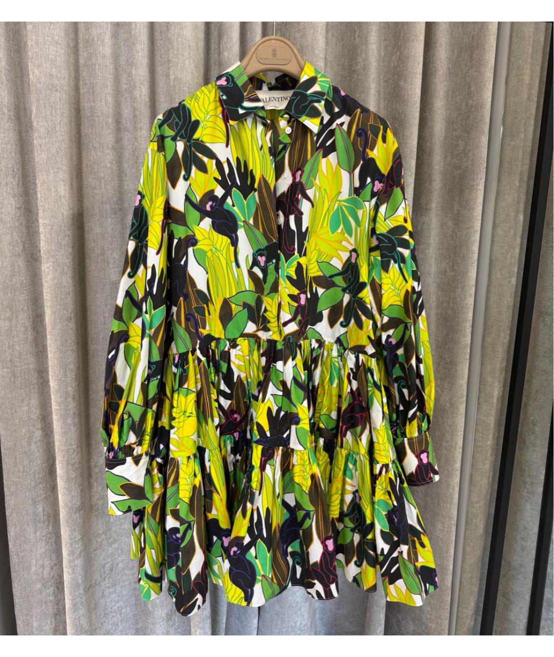 VALENTINO Зеленые хлопковое повседневное платье, фото 5