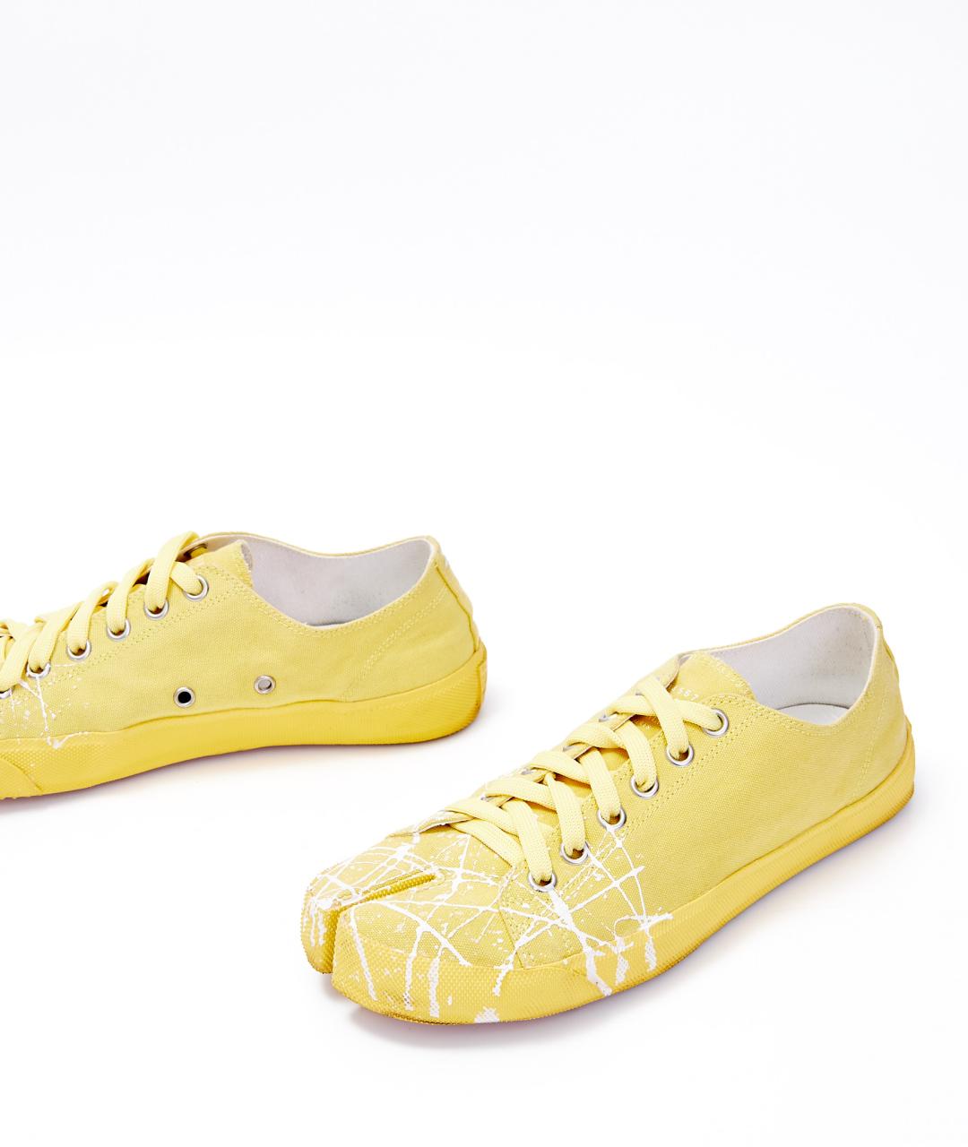 MAISON MARGIELA Желтые текстильные низкие кроссовки / кеды, фото 4
