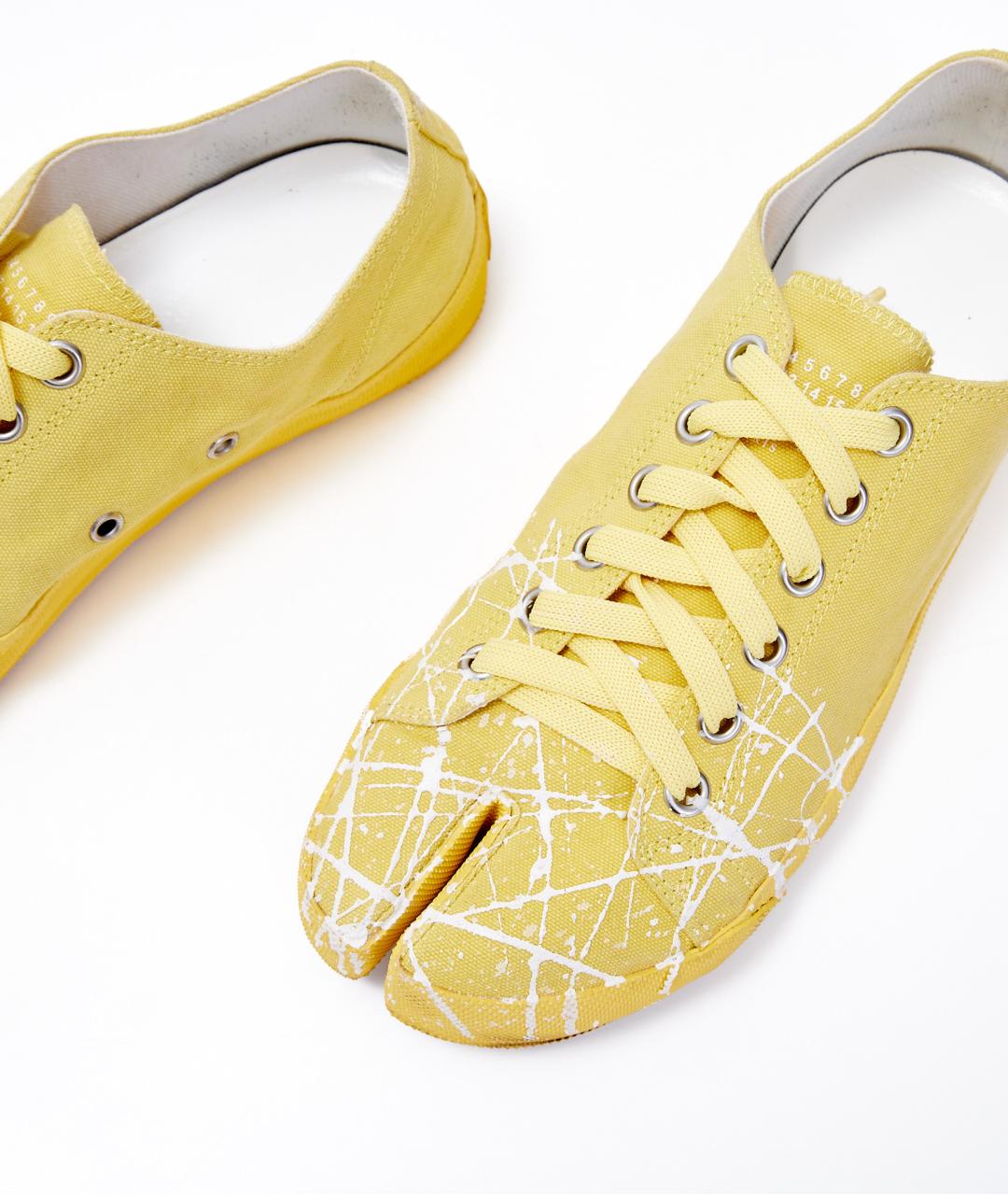 MAISON MARGIELA Желтые текстильные низкие кроссовки / кеды, фото 5
