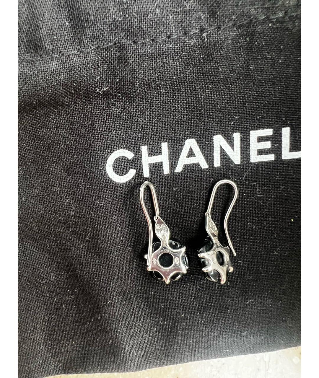 CHANEL Черные серьги из белого золота, фото 2