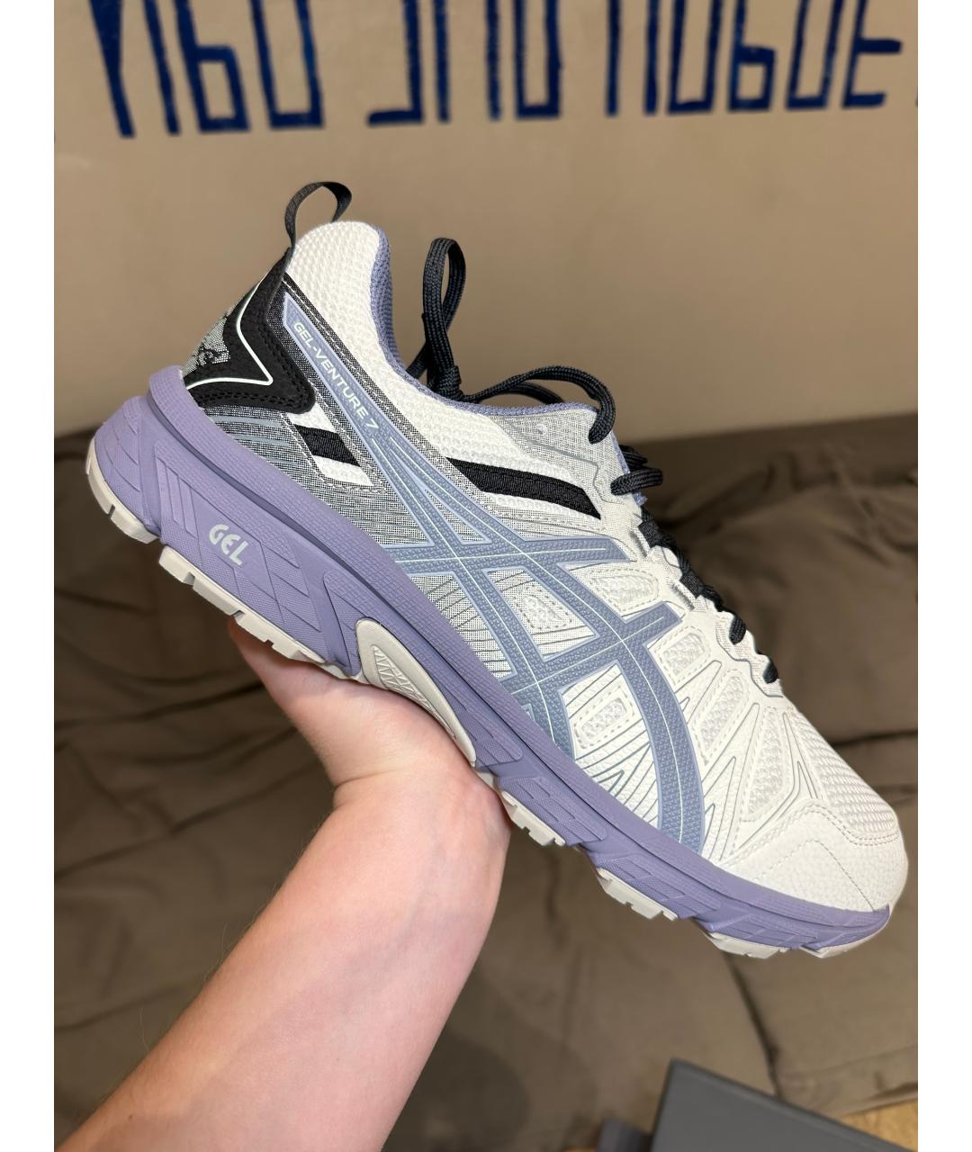 ASICS Белые текстильные низкие кроссовки / кеды, фото 4