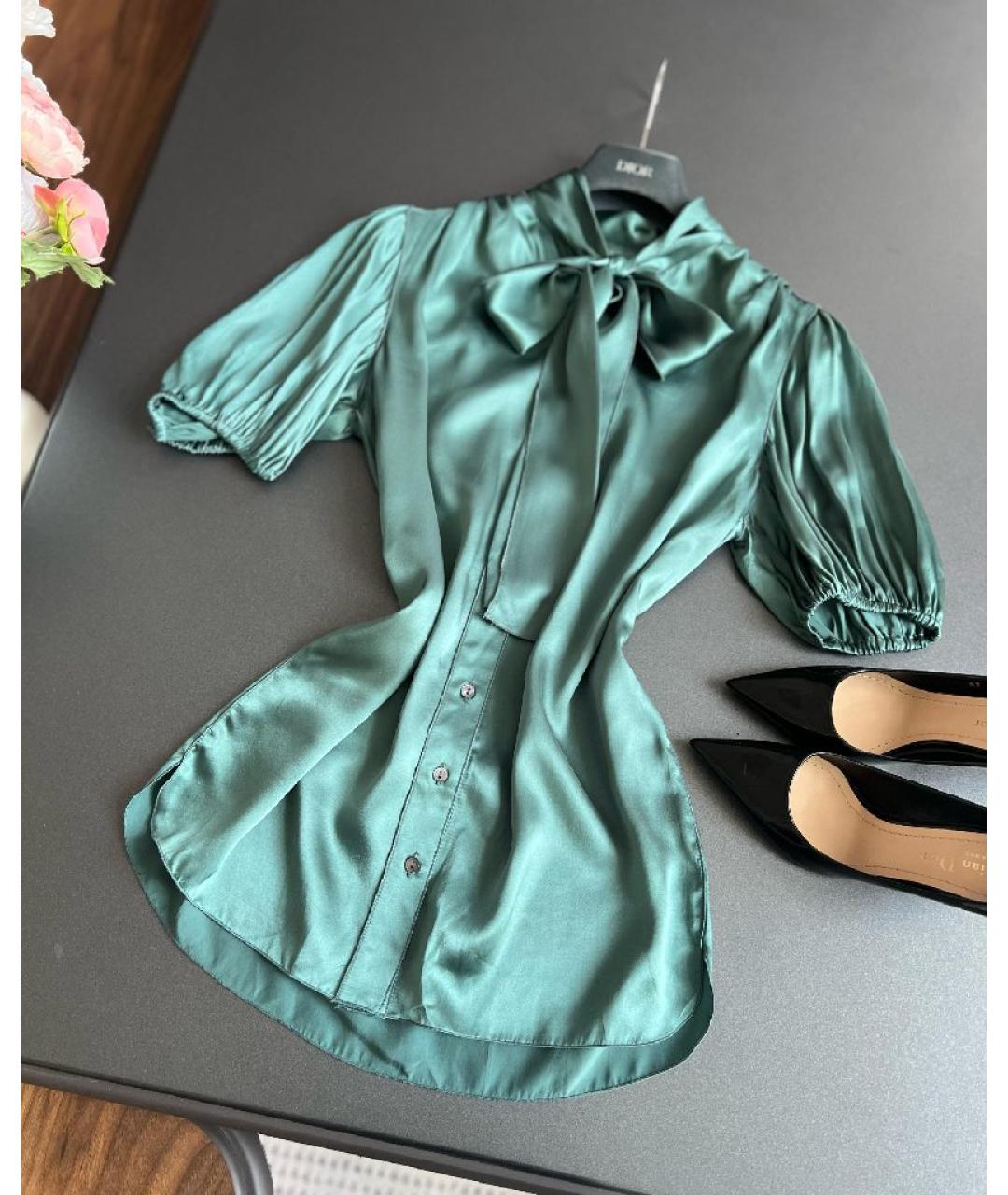 DOLCE&GABBANA Бирюзовая шелковая рубашка, фото 9