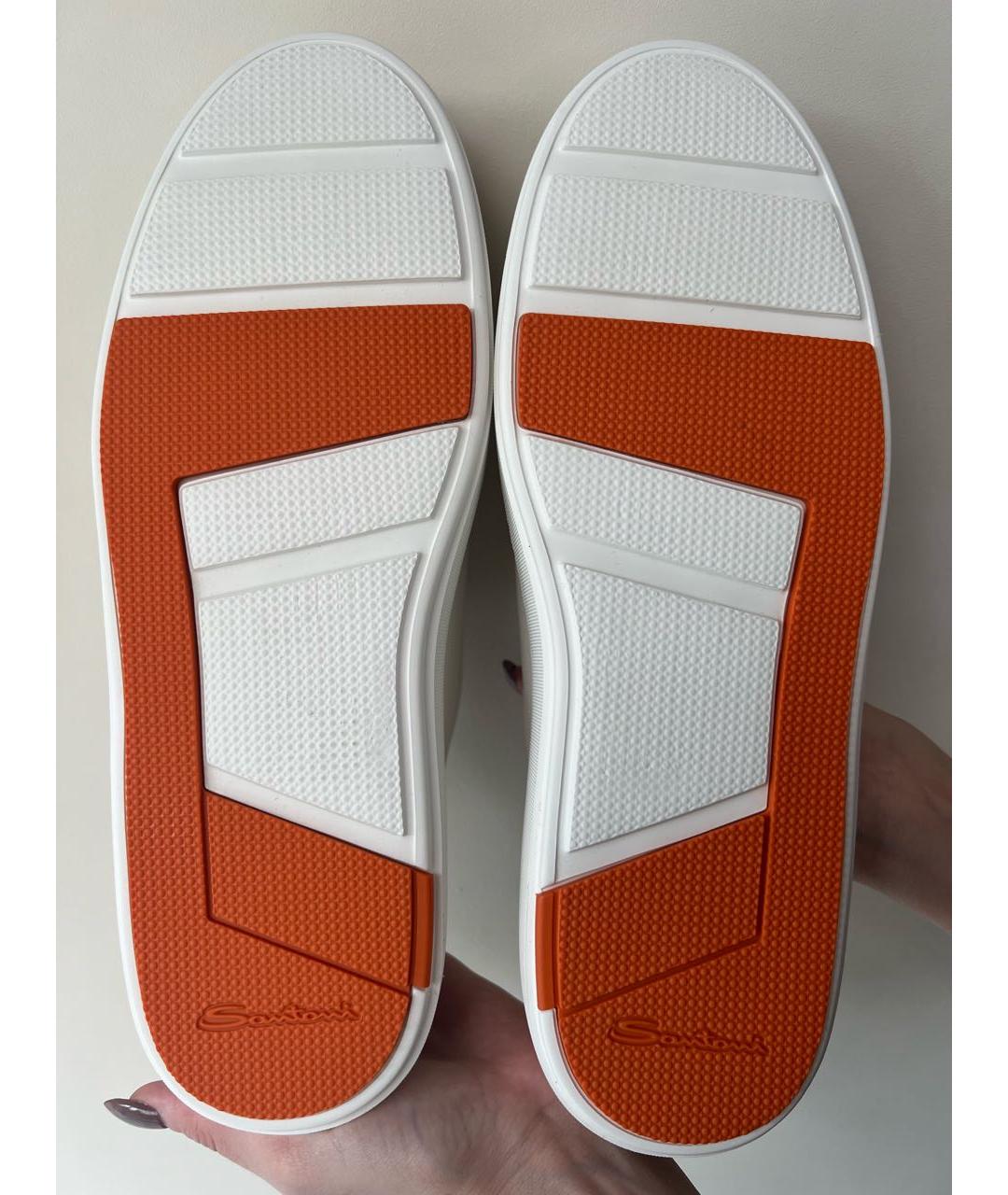 SANTONI Белые кожаные кеды, фото 5