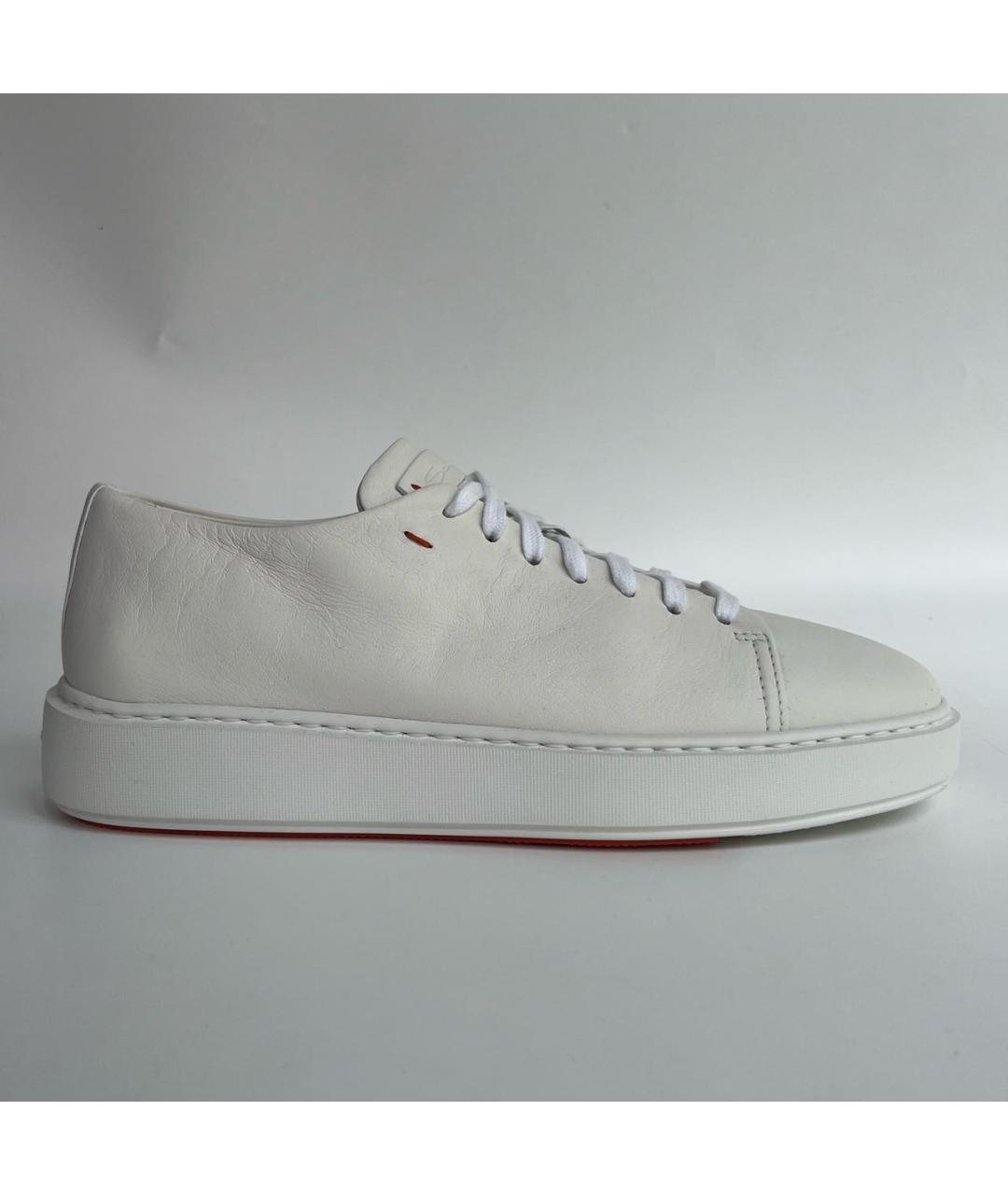 SANTONI Белые кожаные кеды, фото 6