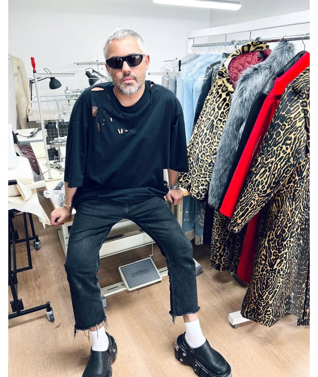BALENCIAGA Черная хлопковая футболка, фото 9