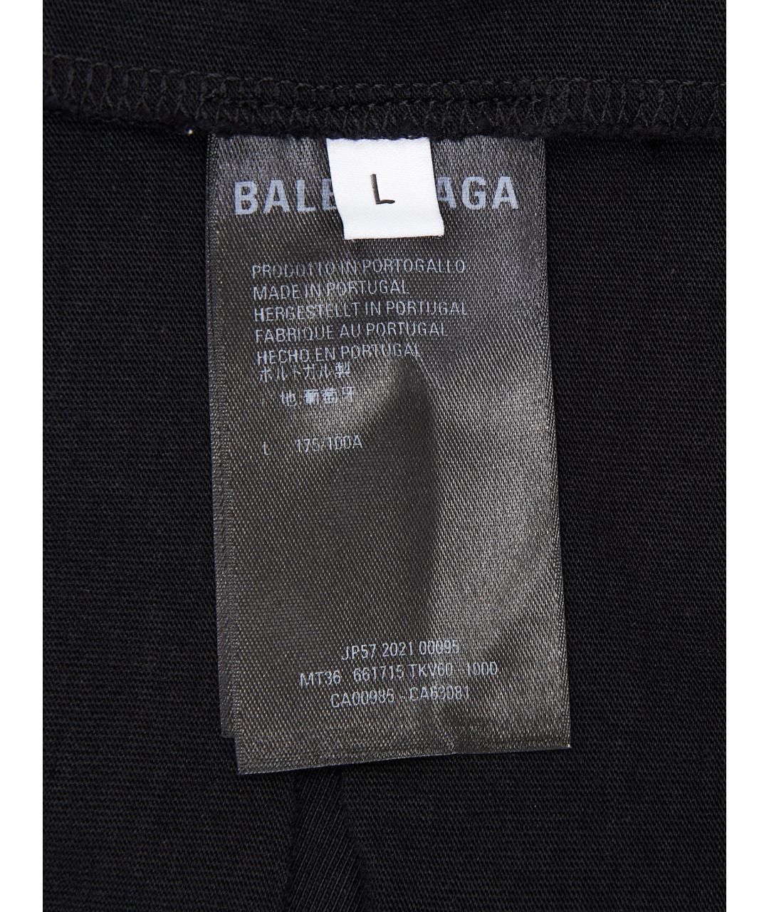 BALENCIAGA Черная хлопковая футболка, фото 8