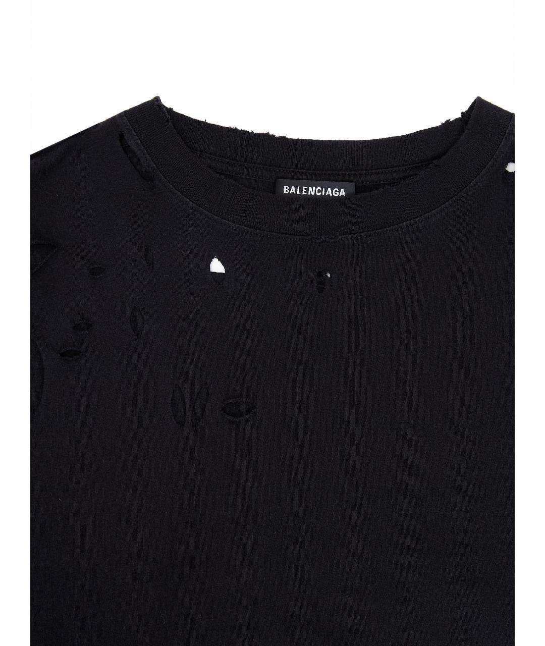 BALENCIAGA Черная хлопковая футболка, фото 3
