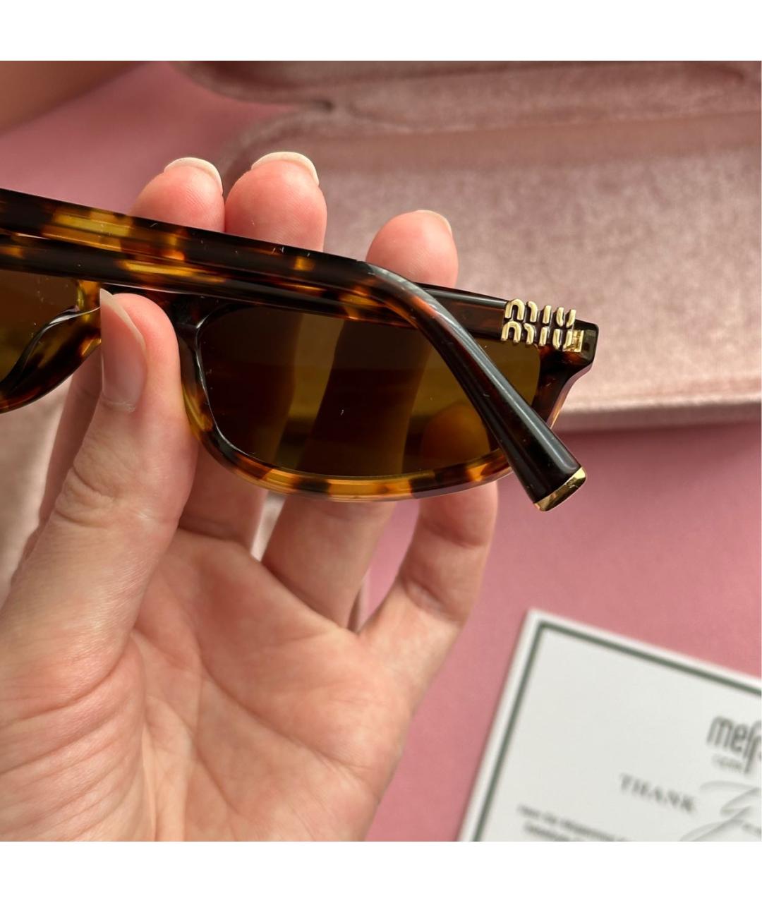 MIU MIU Коричневые пластиковые солнцезащитные очки, фото 3