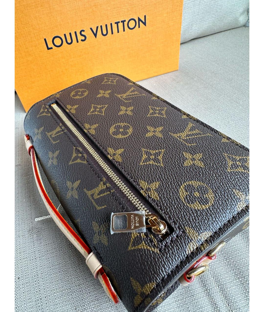 LOUIS VUITTON Коричневая кожаная сумка через плечо, фото 7